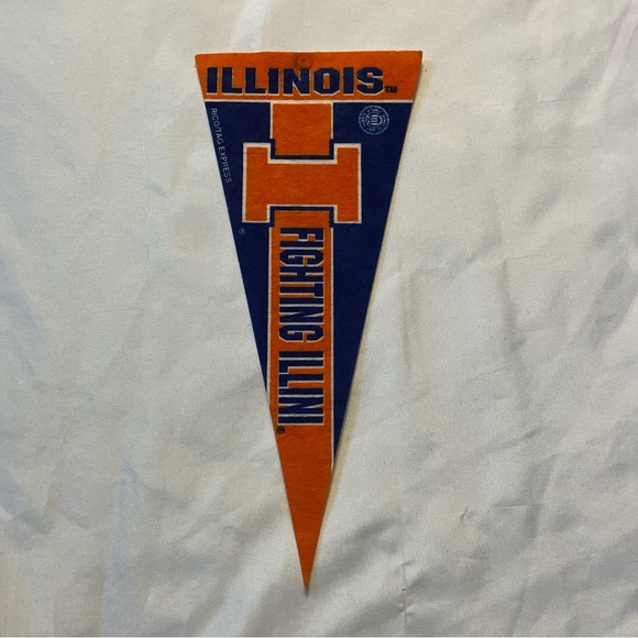 Illinois Fighting Illini Mini Pennant 9” Rico Tag Express Pin Holes - Picture 1 of 6